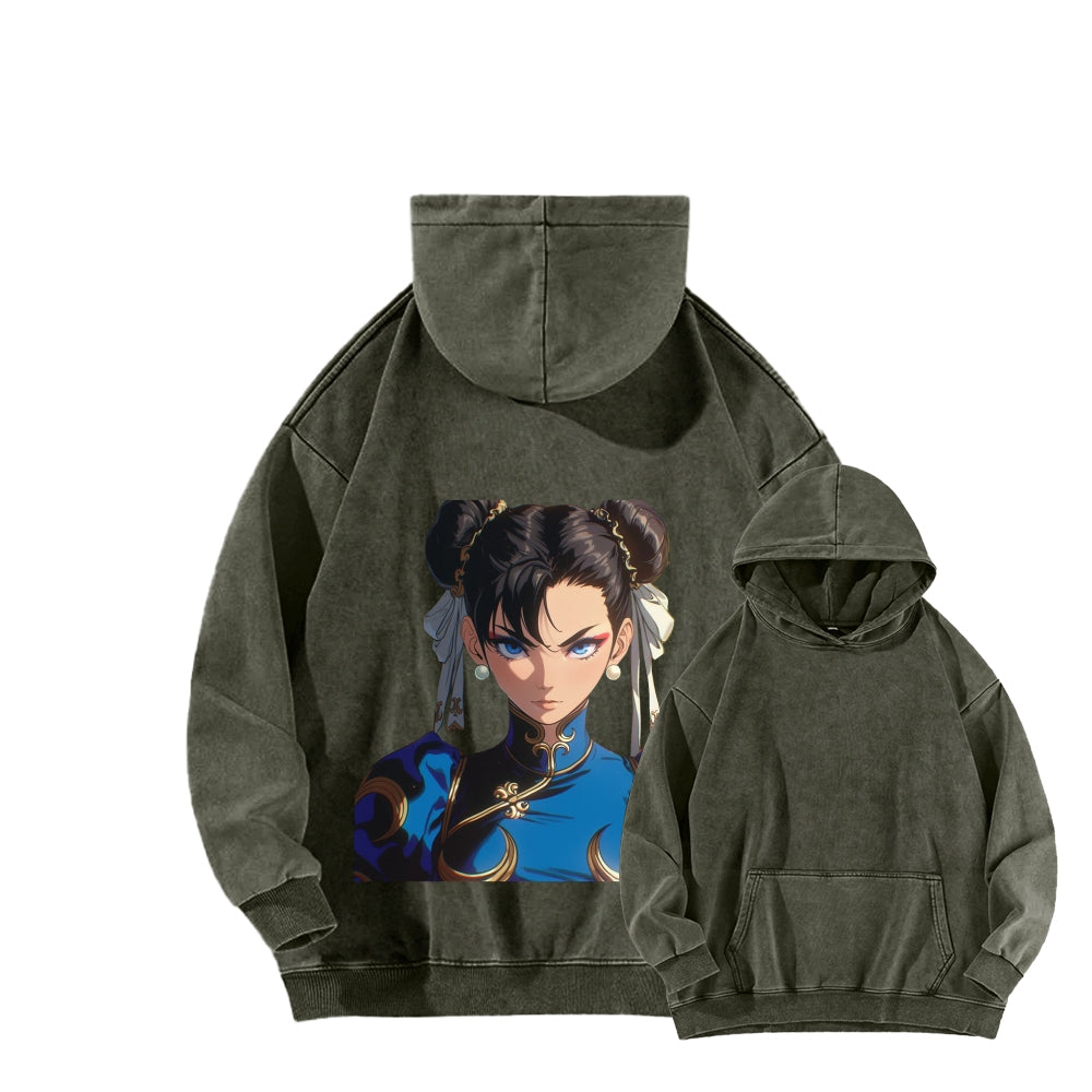 Fatal Fury CHUNLI  Unisex washed sweatshirts 2511016152