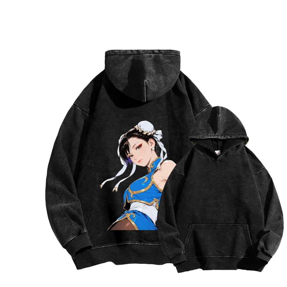 Fatal Fury CHUNLI  Unisex washed sweatshirts 2511016159