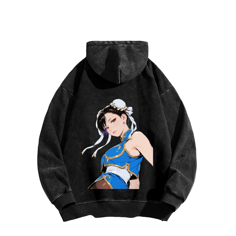 Fatal Fury CHUNLI  Unisex washed sweatshirts 2511016159