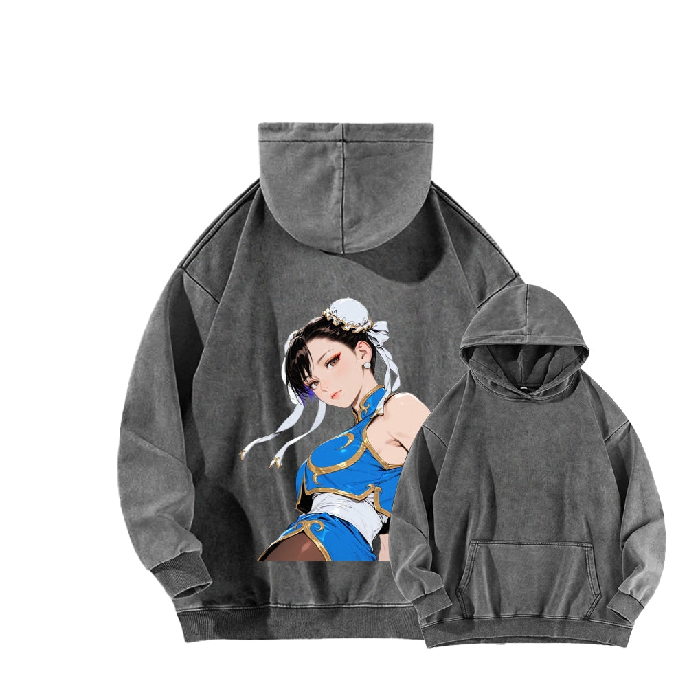 Fatal Fury CHUNLI  Unisex washed sweatshirts 2511016159