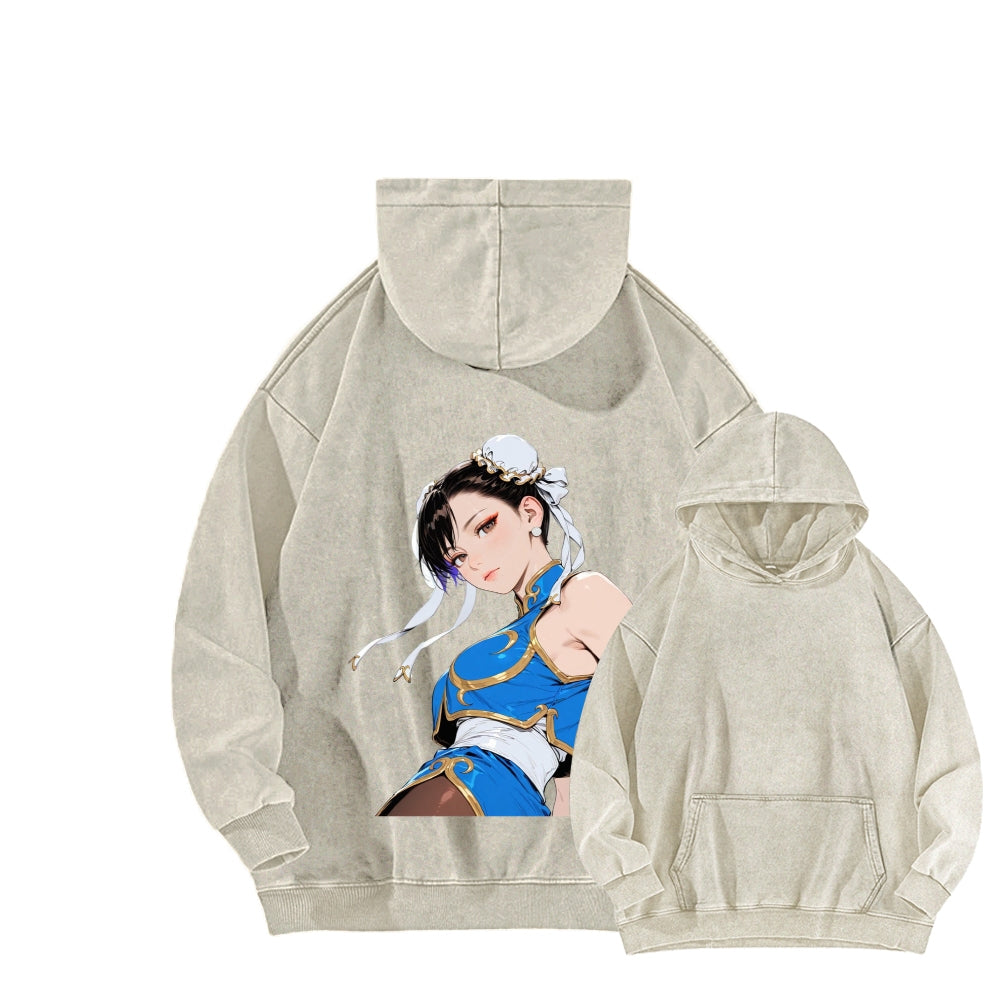 Fatal Fury CHUNLI  Unisex washed sweatshirts 2511016159