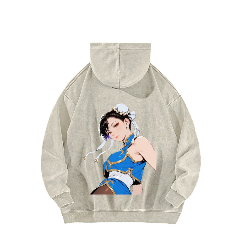 Fatal Fury CHUNLI  Unisex washed sweatshirts 2511016159