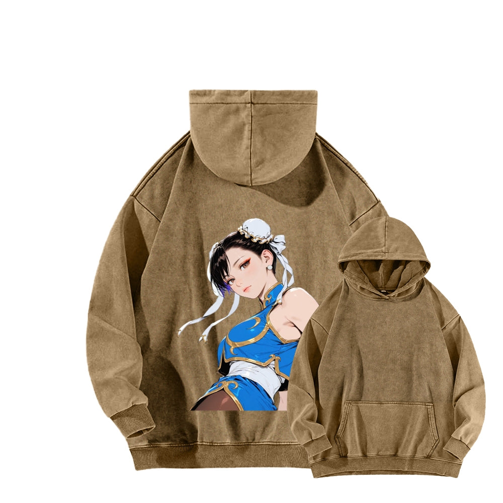 Fatal Fury CHUNLI  Unisex washed sweatshirts 2511016159