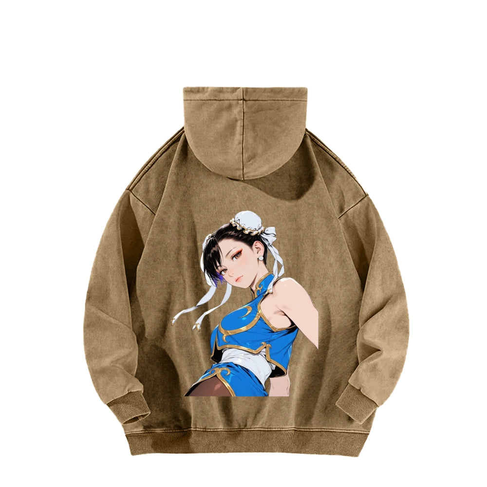 Fatal Fury CHUNLI  Unisex washed sweatshirts 2511016159
