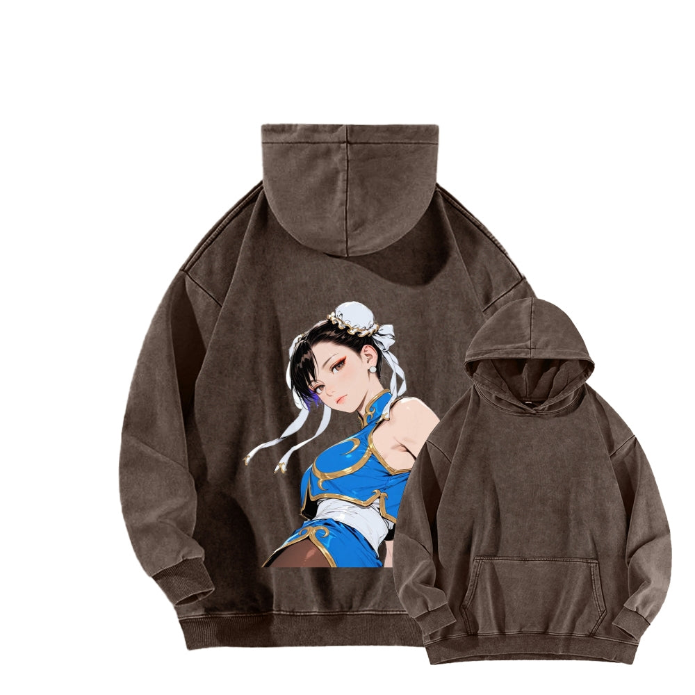 Fatal Fury CHUNLI  Unisex washed sweatshirts 2511016159