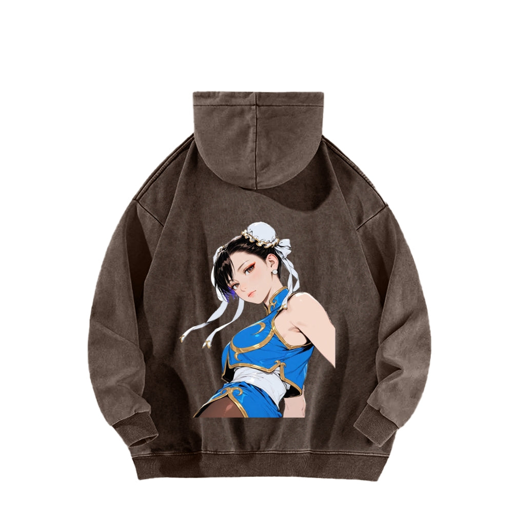Fatal Fury CHUNLI  Unisex washed sweatshirts 2511016159