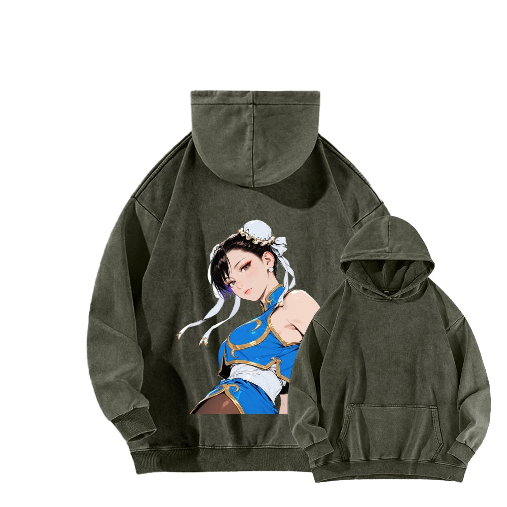 Fatal Fury CHUNLI  Unisex washed sweatshirts 2511016159