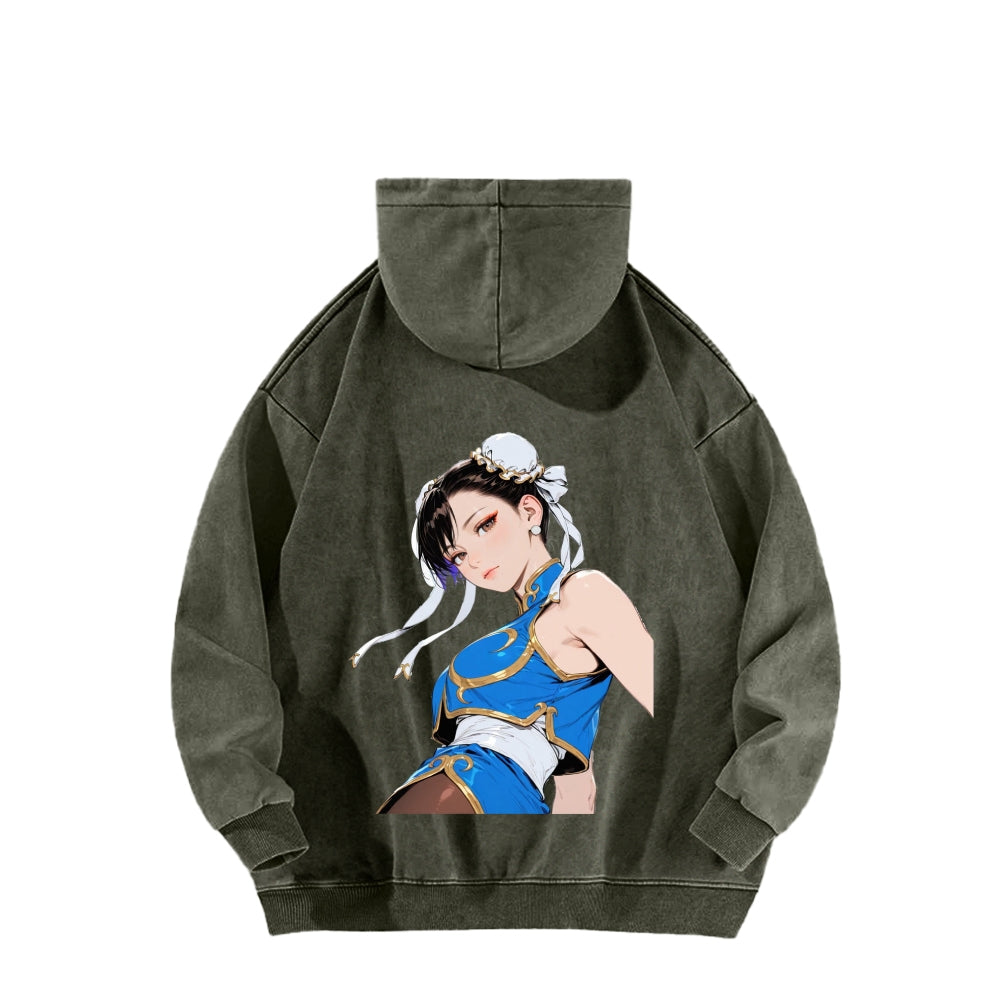 Fatal Fury CHUNLI  Unisex washed sweatshirts 2511016159