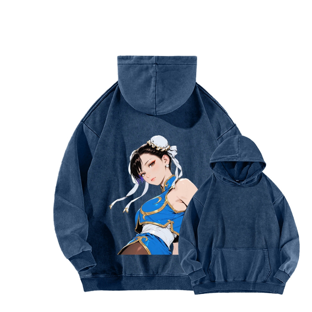 Fatal Fury CHUNLI  Unisex washed sweatshirts 2511016159