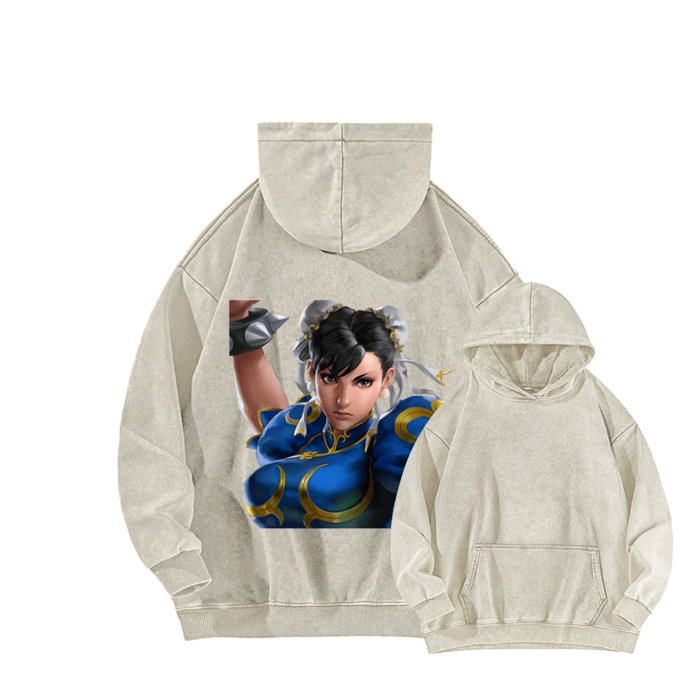 Fatal Fury CHUNLI  Unisex washed sweatshirts 2511016164