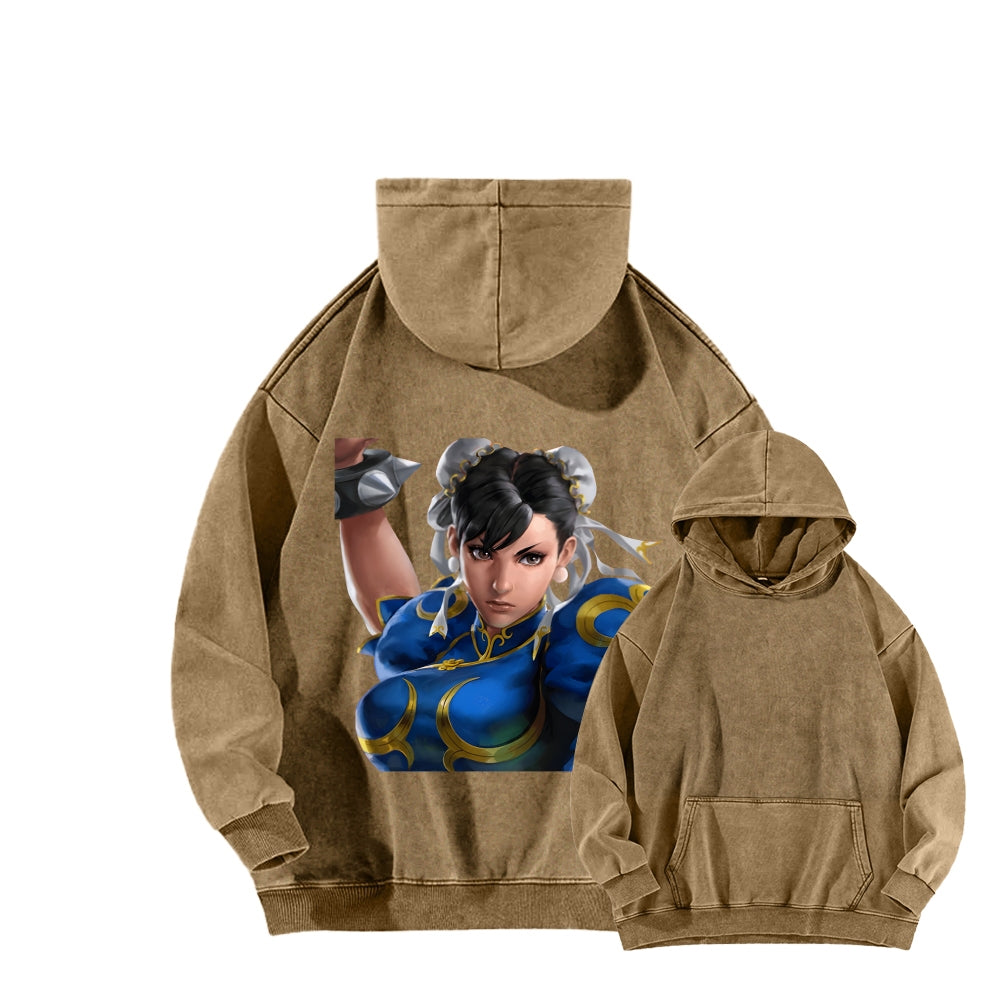 Fatal Fury CHUNLI  Unisex washed sweatshirts 2511016164