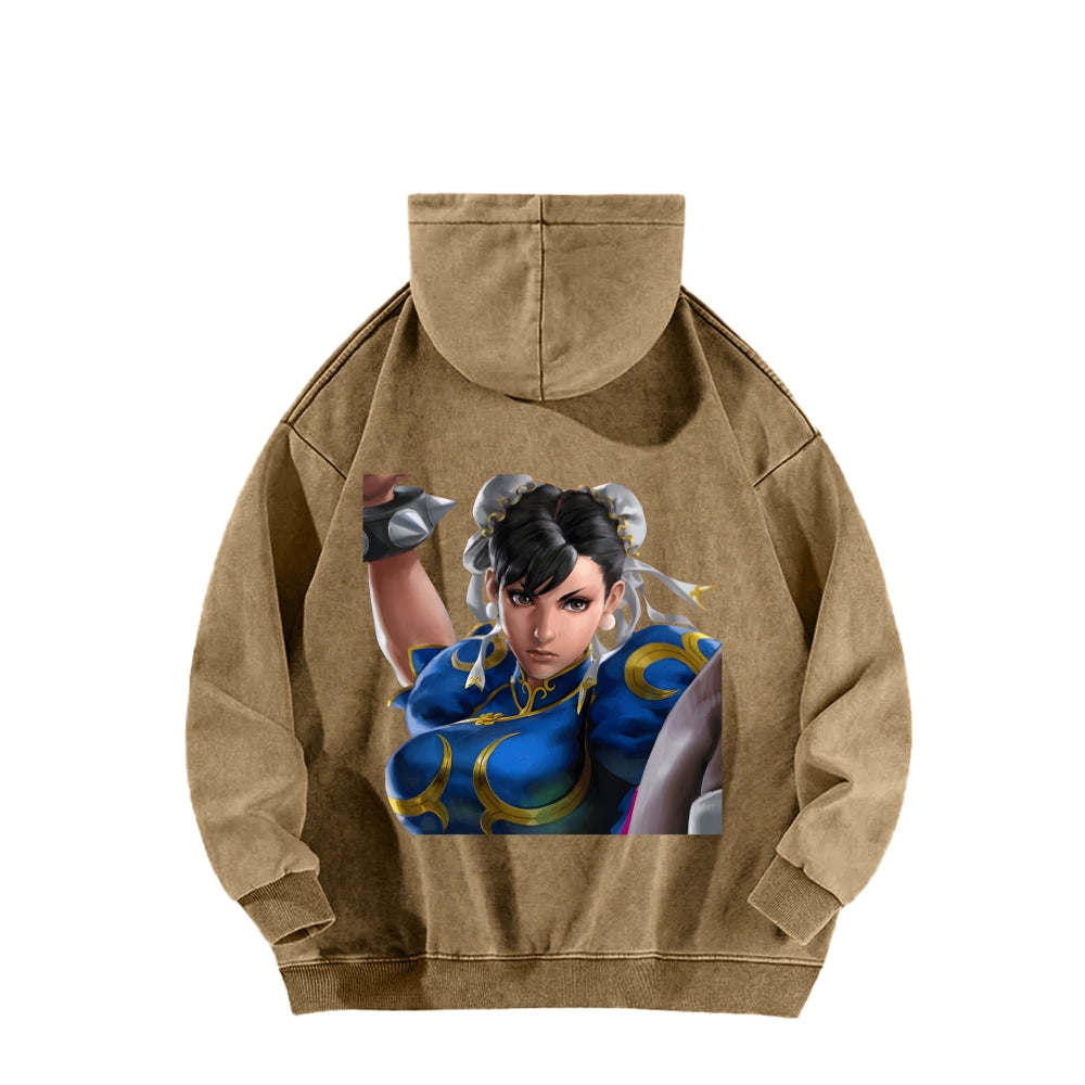 Fatal Fury CHUNLI  Unisex washed sweatshirts 2511016164