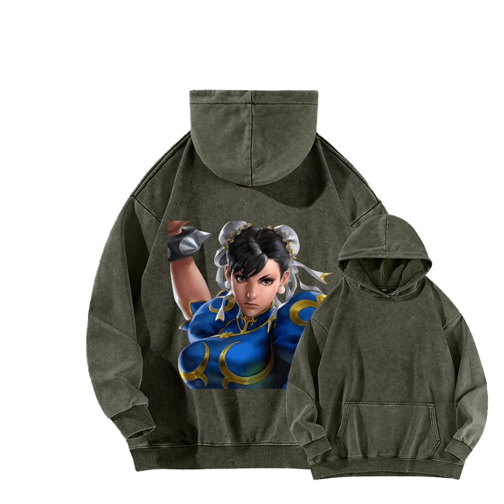 Fatal Fury CHUNLI  Unisex washed sweatshirts 2511016164