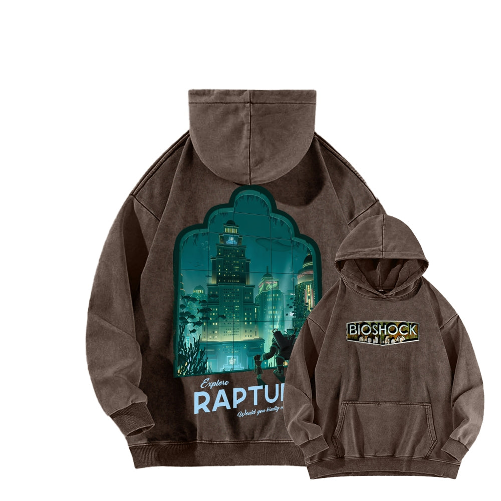 Bioshock Unisex Washed Hoodie 2511017979
