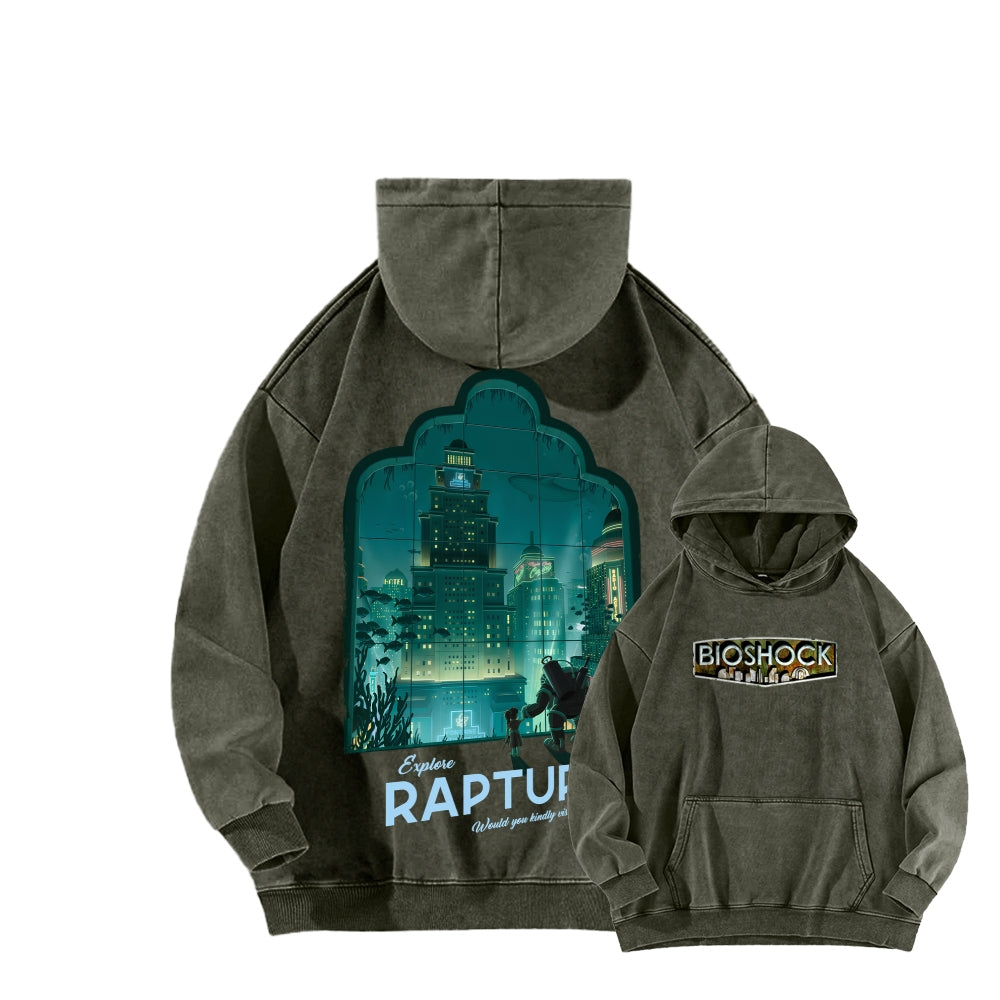 Bioshock Unisex Washed Hoodie 2511017979