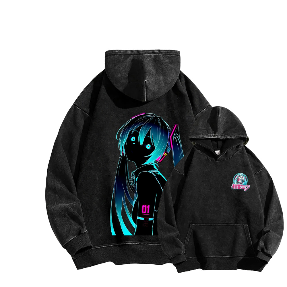 Hatsune Miku Unisex Washed Hoodie 2512006313