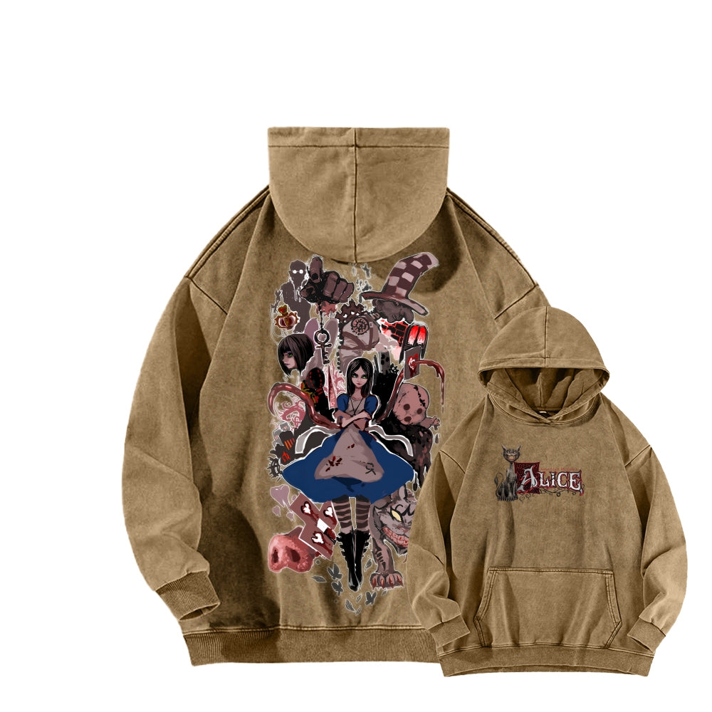 Alice Unisex Washed Hoodie 2512011753