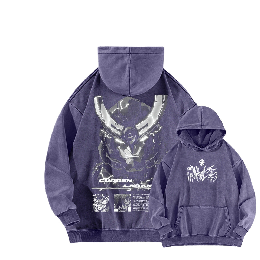 Gurren lagann Tengen Toppa Unisex Washed Hoodie 2512011764