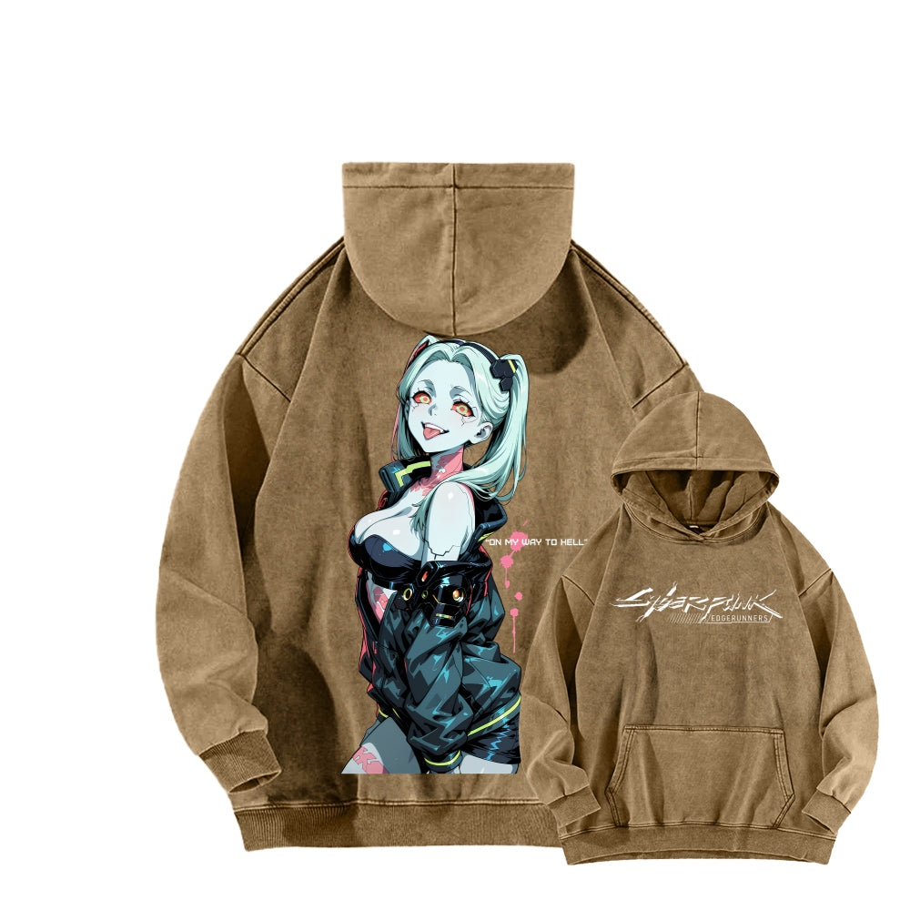 Cyberpunk Edgerunners Unisex Washed Hoodie 2601001341