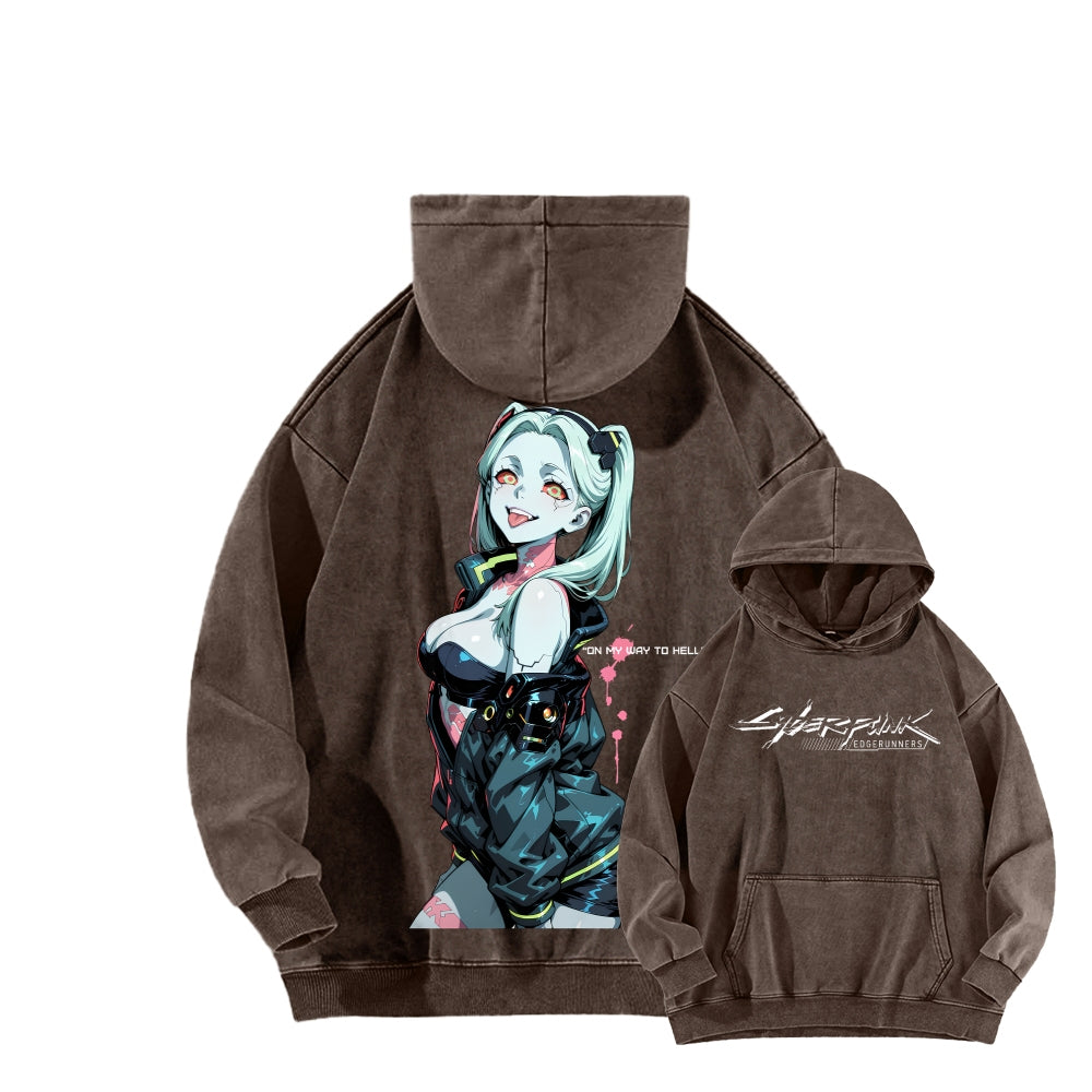 Cyberpunk Edgerunners Unisex Washed Hoodie 2601001341