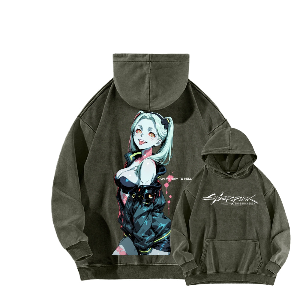 Cyberpunk Edgerunners Unisex Washed Hoodie 2601001341