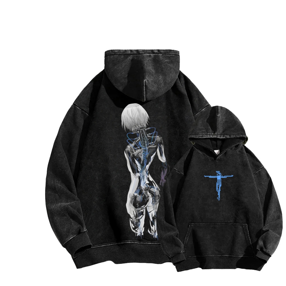 Ghost in the Shell Unisex Washed Hoodie 2601001876