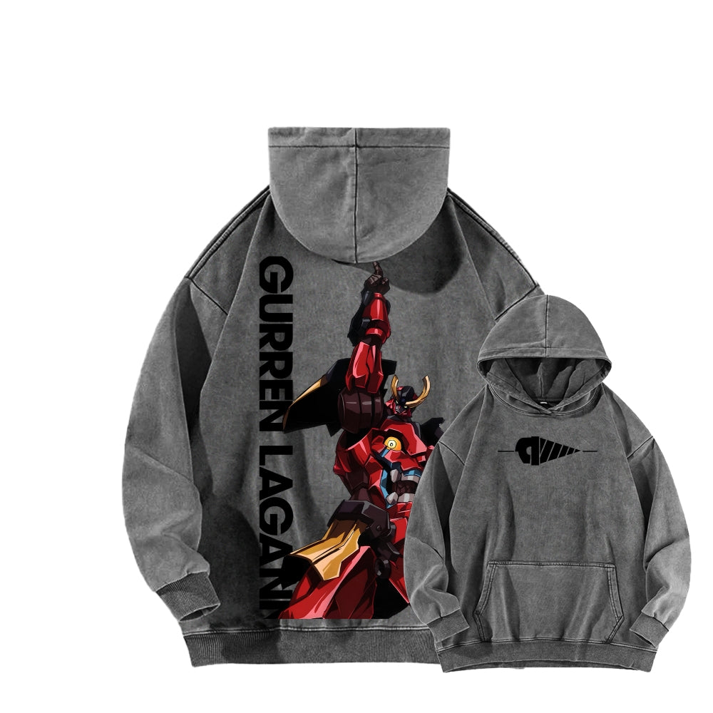 Gurren lagann Tengen Toppa Unisex Washed Hoodie 2601005674