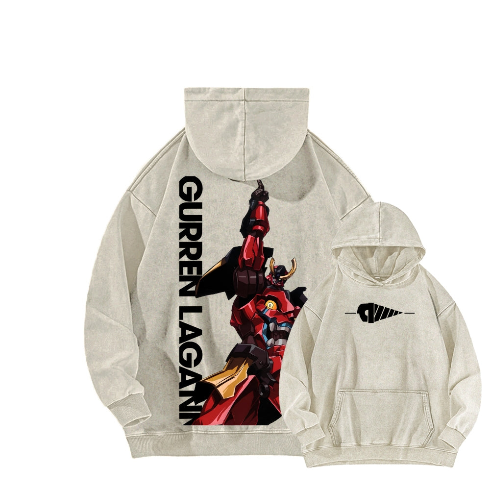 Gurren lagann Tengen Toppa Unisex Washed Hoodie 2601005674