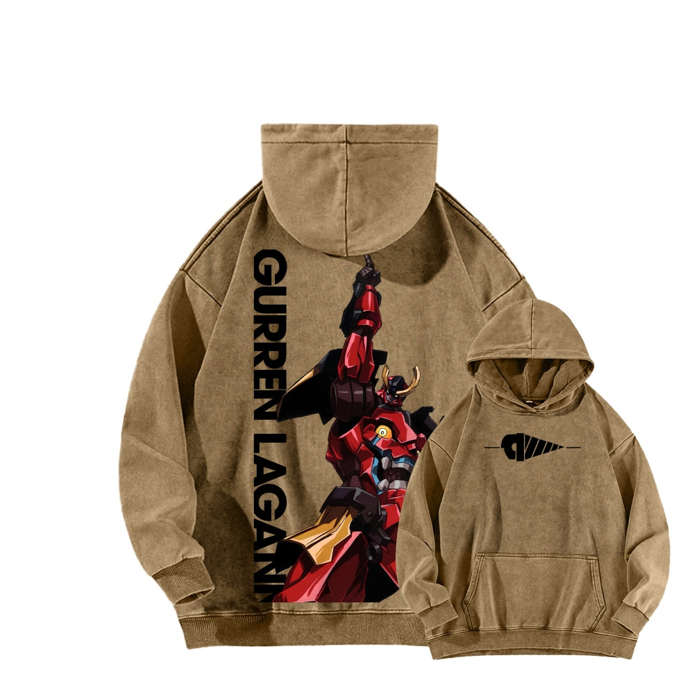 Gurren lagann Tengen Toppa Unisex Washed Hoodie 2601005674