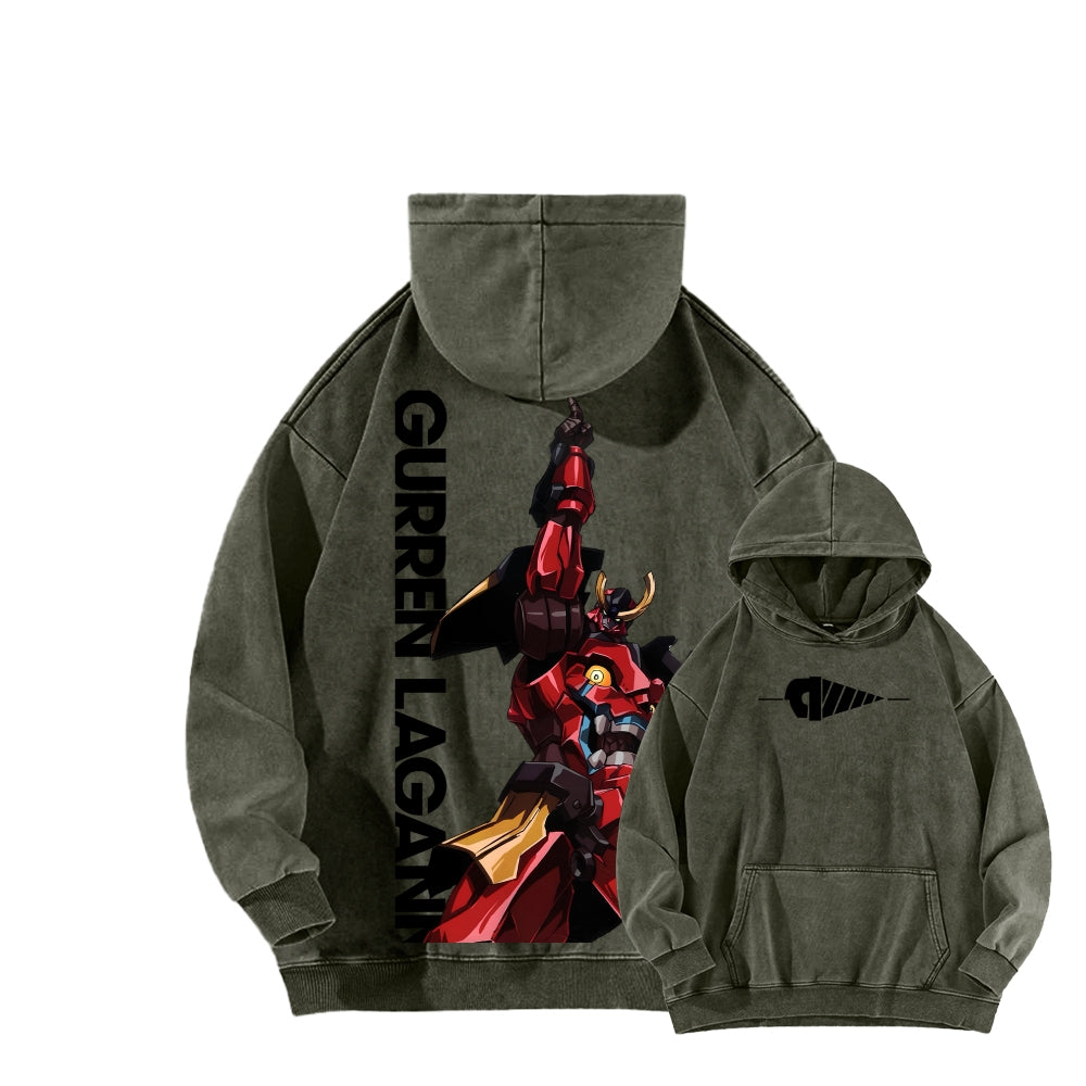 Gurren lagann Tengen Toppa Unisex Washed Hoodie 2601005674