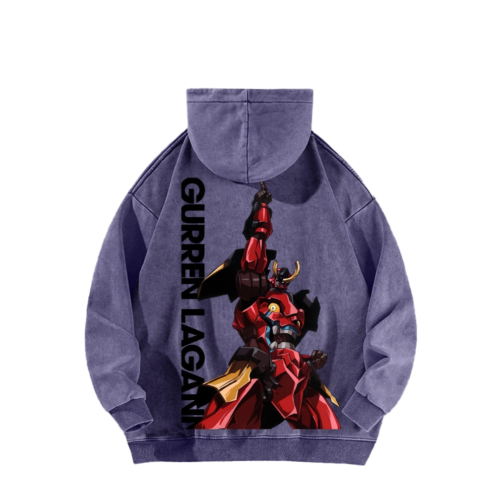 Gurren lagann Tengen Toppa Unisex Washed Hoodie 2601005674