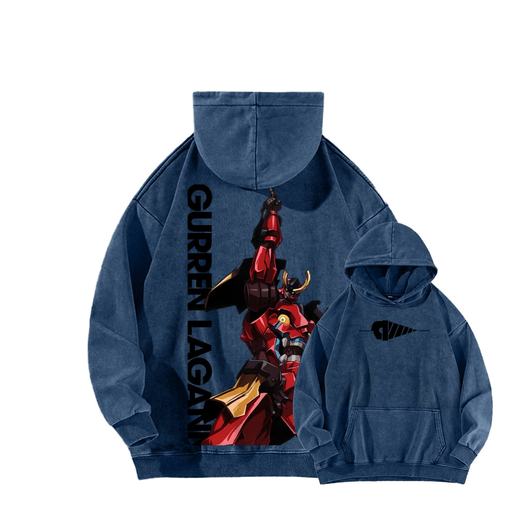 Gurren lagann Tengen Toppa Unisex Washed Hoodie 2601005674