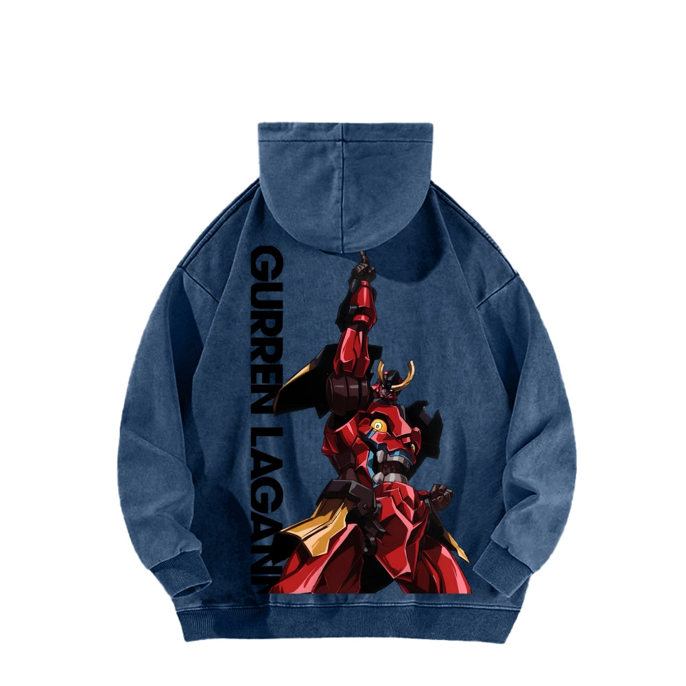 Gurren lagann Tengen Toppa Unisex Washed Hoodie 2601005674