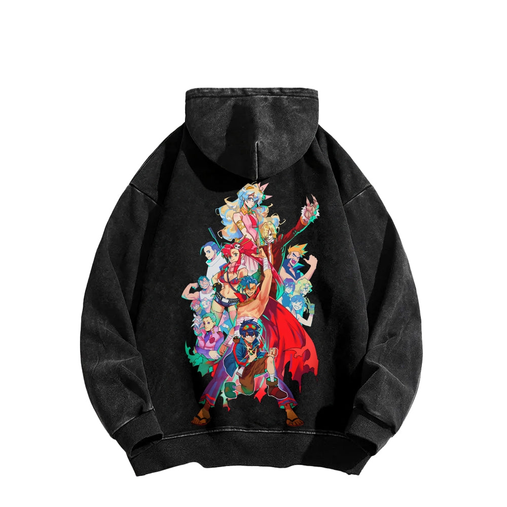Gurren lagann Tengen Toppa Unisex Washed Hoodie 2601005692
