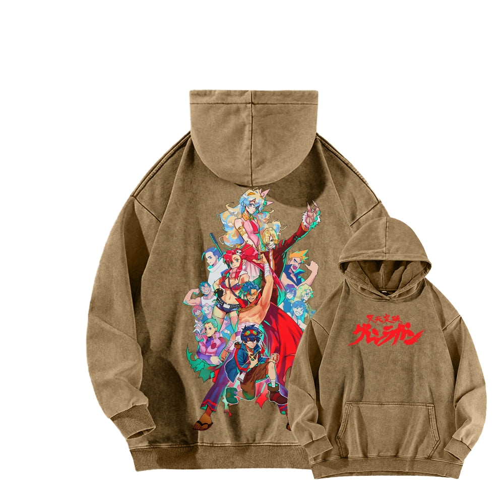 Gurren lagann Tengen Toppa Unisex Washed Hoodie 2601005692
