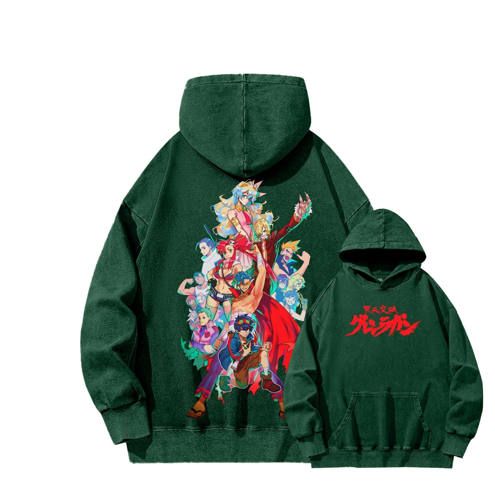 Gurren lagann Tengen Toppa Unisex Washed Hoodie 2601005692