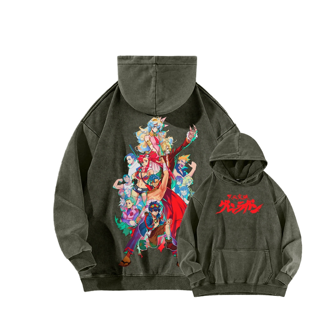 Gurren lagann Tengen Toppa Unisex Washed Hoodie 2601005692