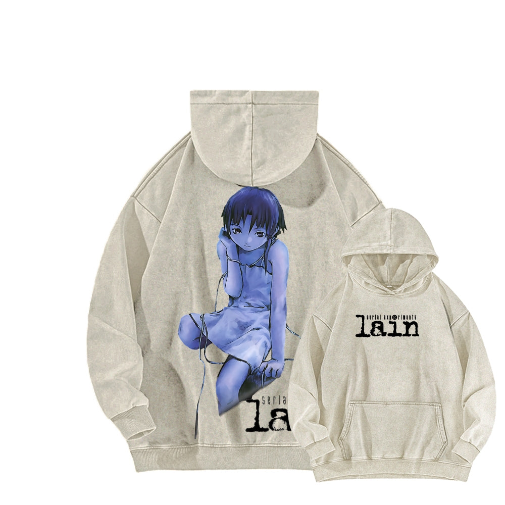 Serial Experiments Lain Unisex Washed Hoodie 2601006191
