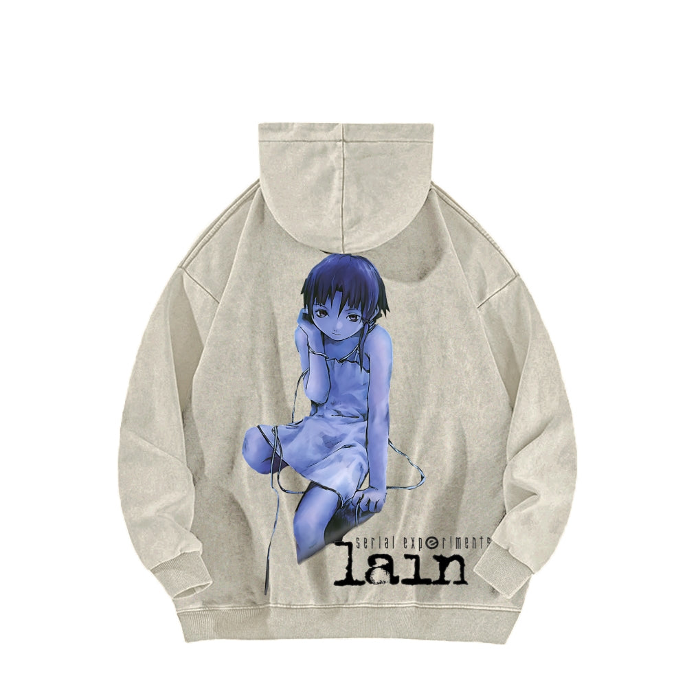 Serial Experiments Lain Unisex Washed Hoodie 2601006191
