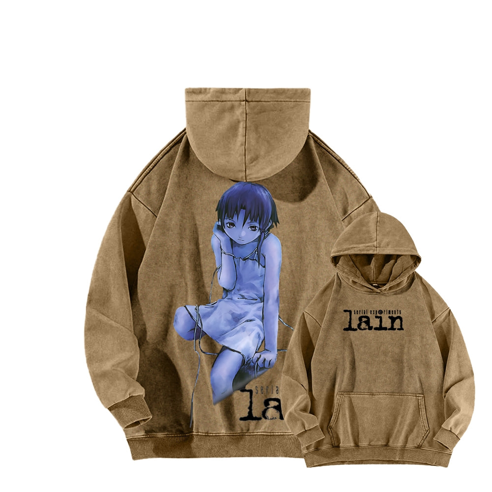 Serial Experiments Lain Unisex Washed Hoodie 2601006191