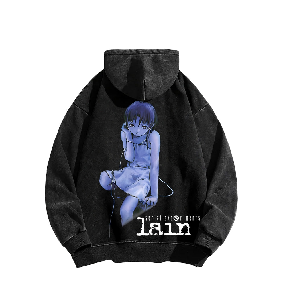 Serial Experiments Lain Unisex Washed Hoodie 2601006191