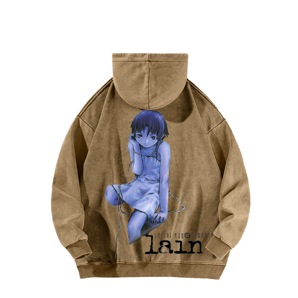 Serial Experiments Lain Unisex Washed Hoodie 2601006191