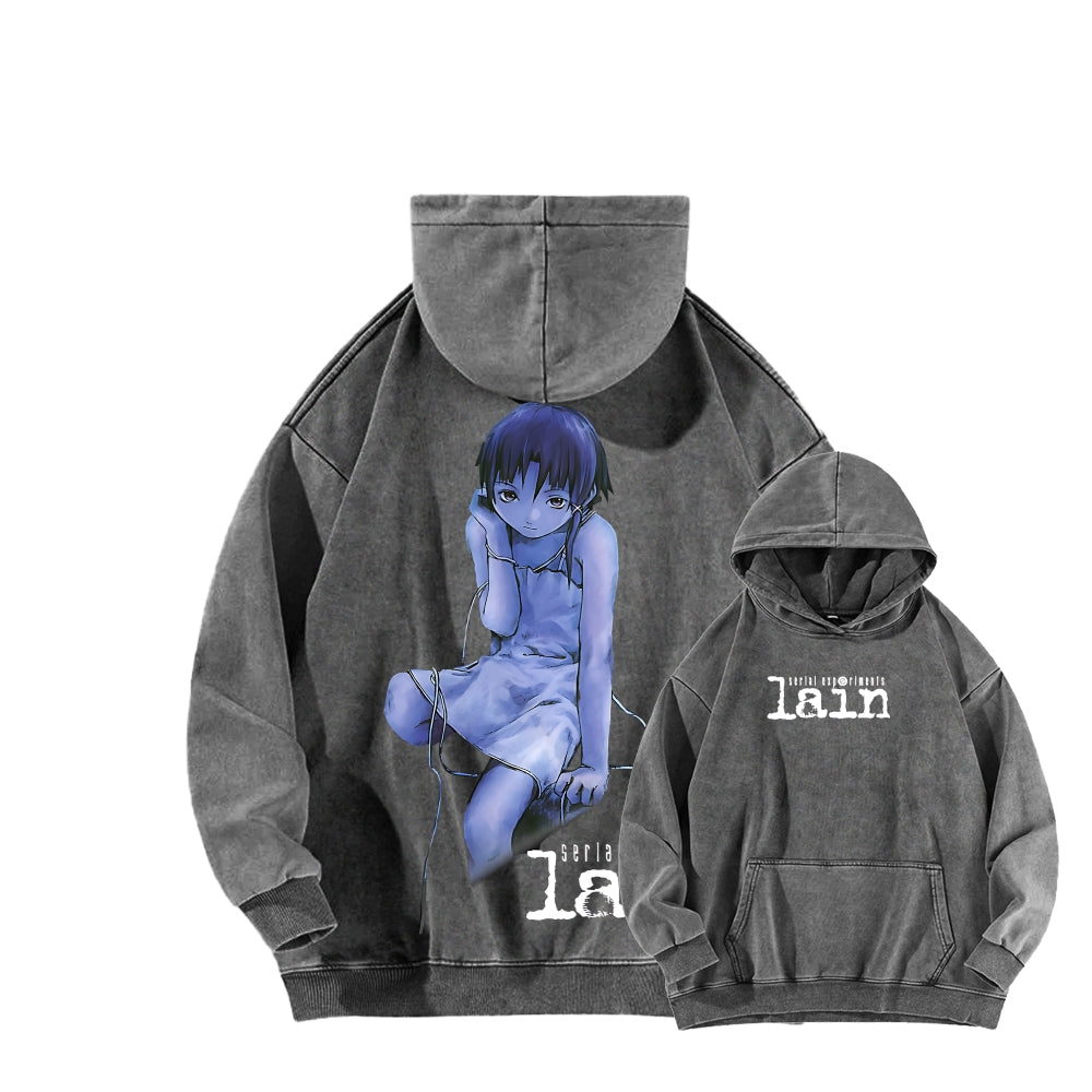 Serial Experiments Lain Unisex Washed Hoodie 2601006191