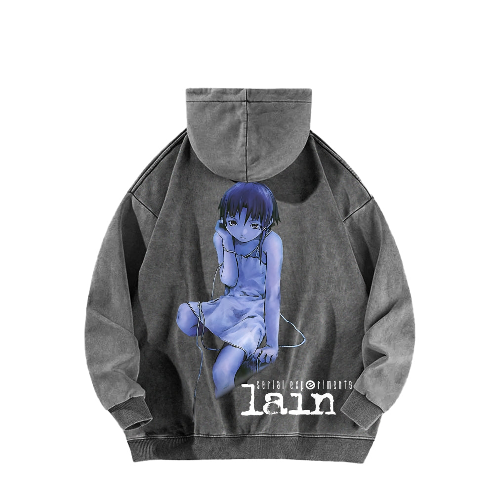 Serial Experiments Lain Unisex Washed Hoodie 2601006191
