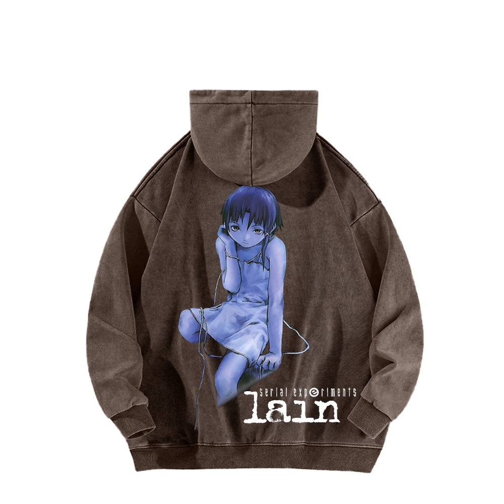 Serial Experiments Lain Unisex Washed Hoodie 2601006191