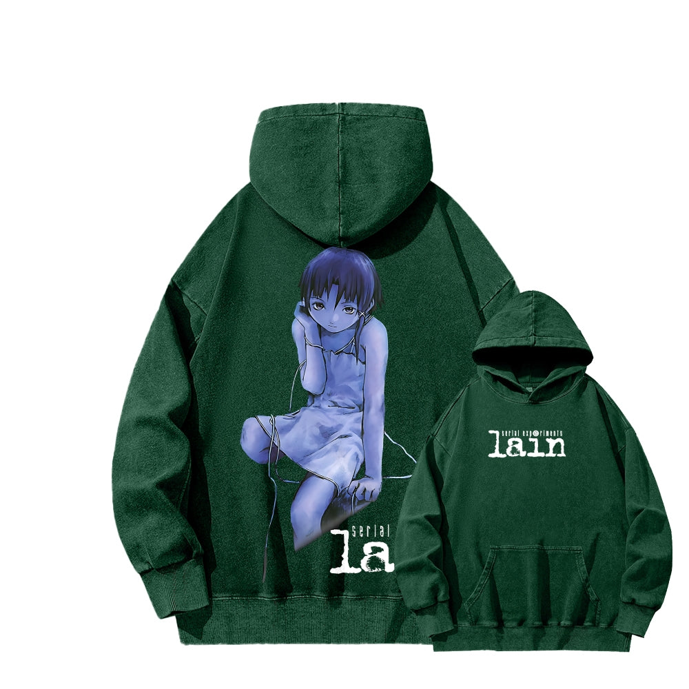 Serial Experiments Lain Unisex Washed Hoodie 2601006191