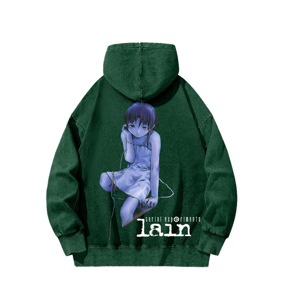 Serial Experiments Lain Unisex Washed Hoodie 2601006191