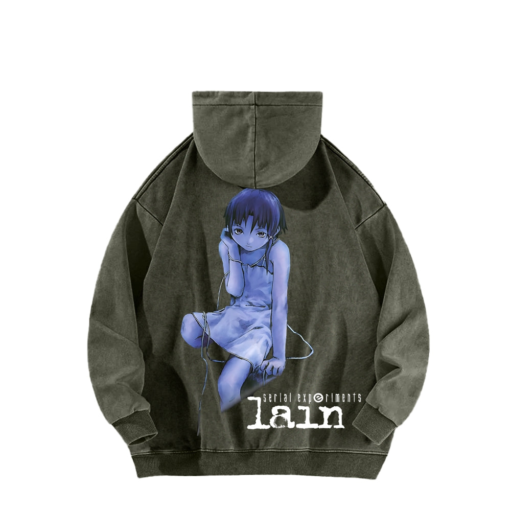 Serial Experiments Lain Unisex Washed Hoodie 2601006191