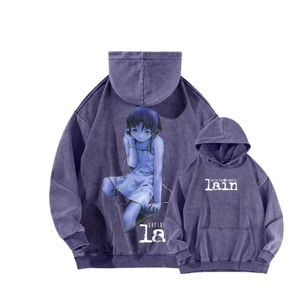 Serial Experiments Lain Unisex Washed Hoodie 2601006191