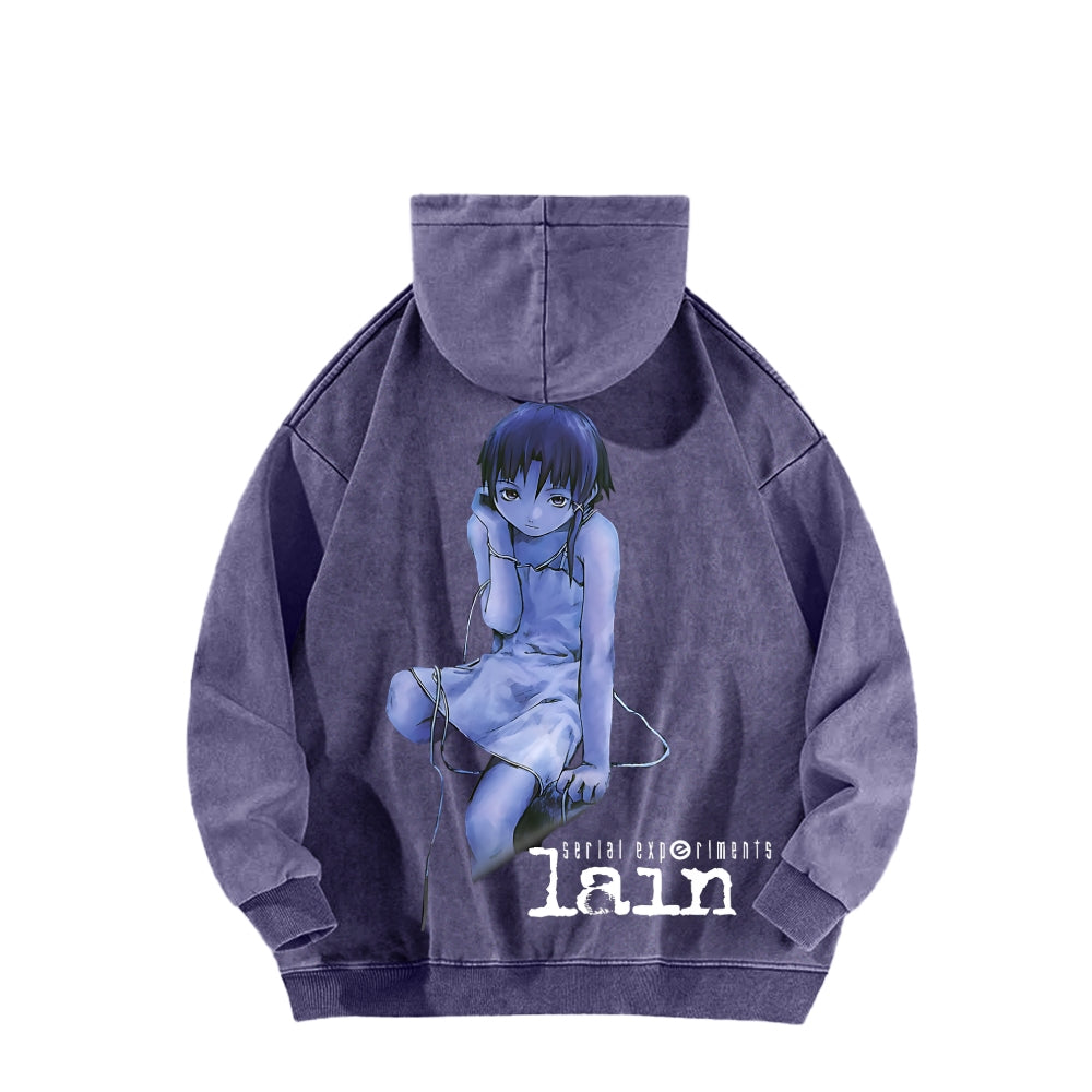 Serial Experiments Lain Unisex Washed Hoodie 2601006191